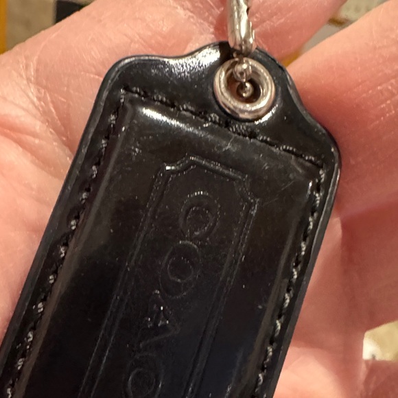 Coach Black Leather Tag small one Keychain - Picture 3 of 5